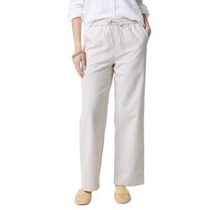 J.Crew Linen-Blend Wide-Leg Drawstring Pants White Size 8 NWT